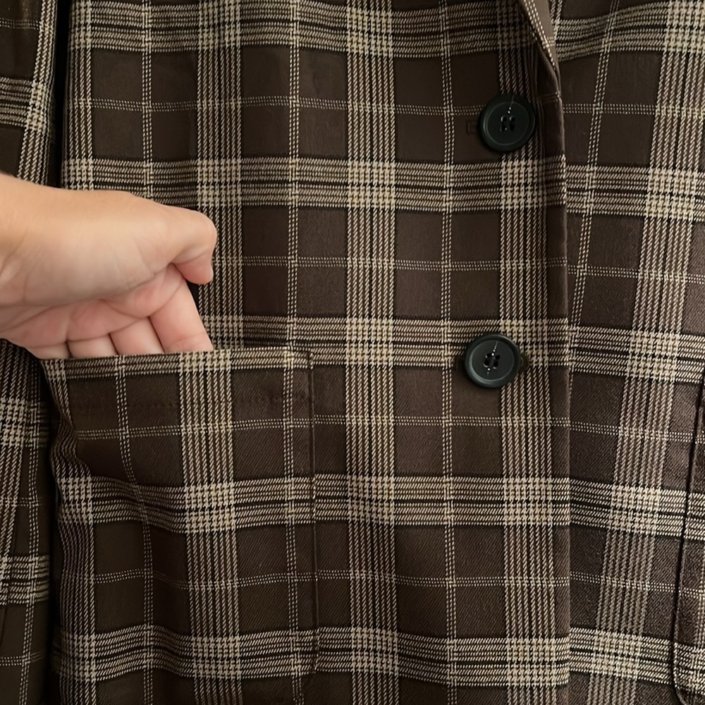 Brown Plaid Blazer - Picture 4 of 5